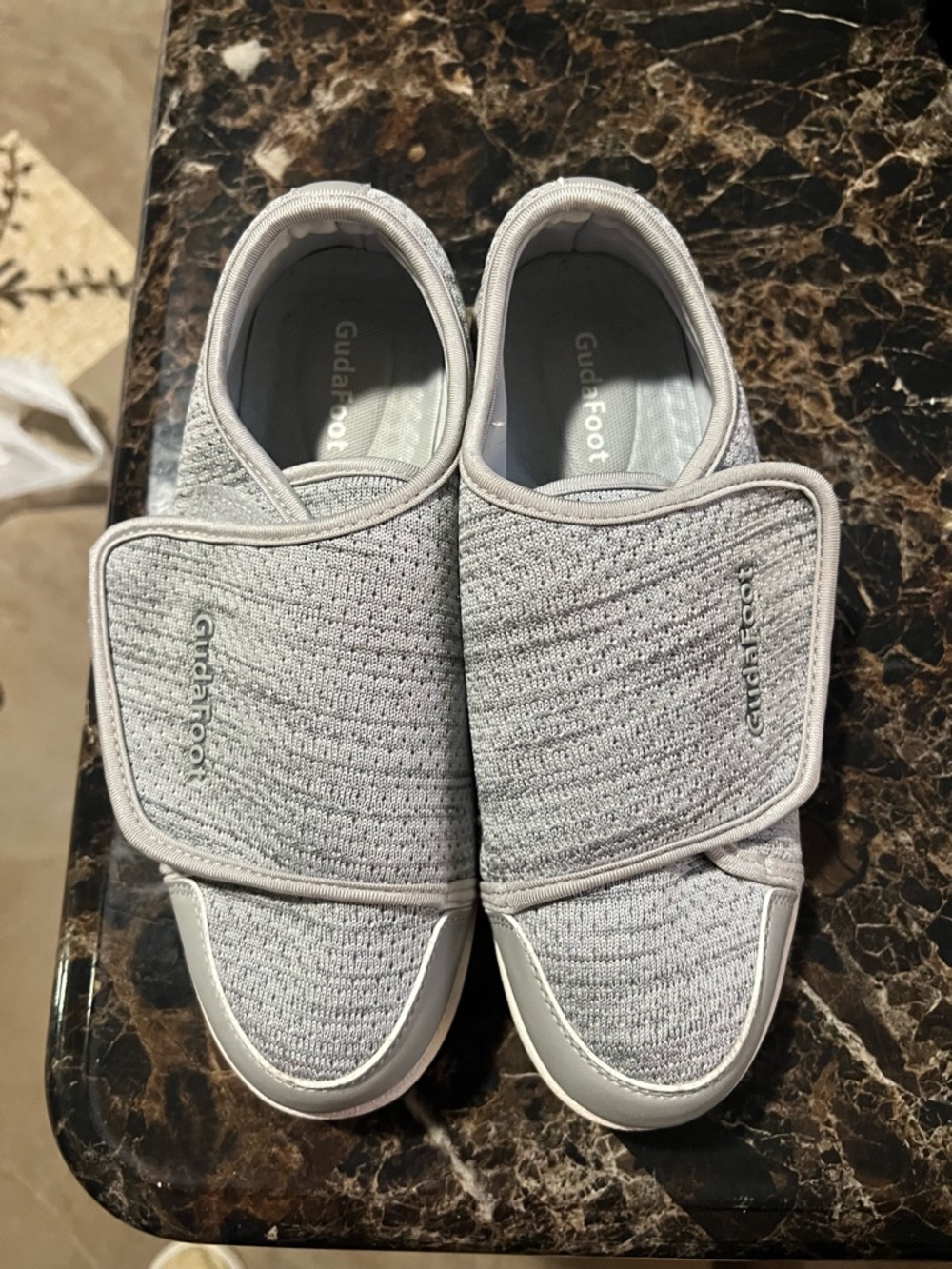 Women's Gray Diabetic Adjustable Strap Sneakers